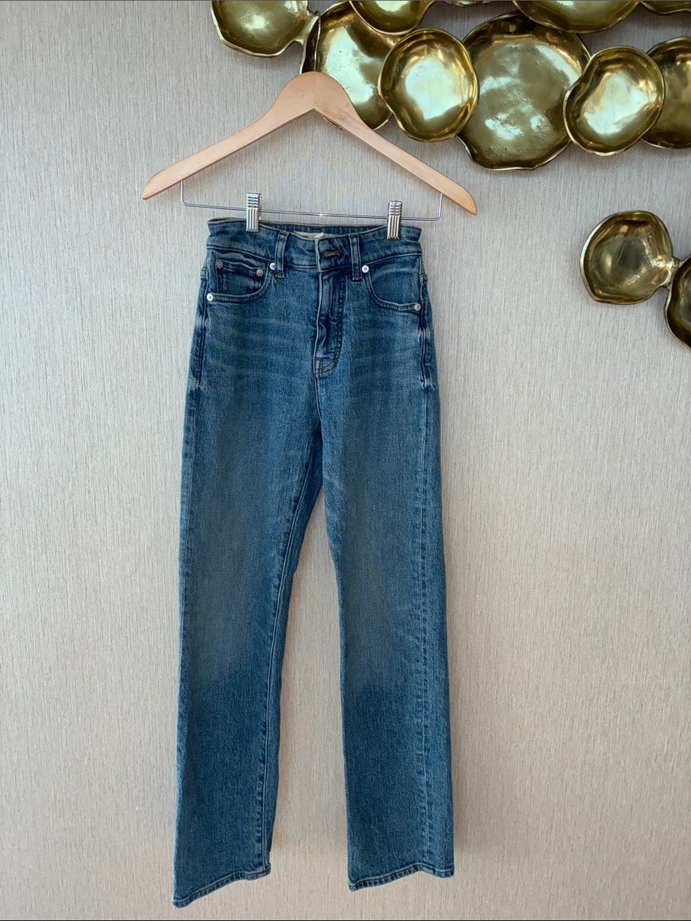 Madewell Straight-Leg Midwash Jeans in Blue